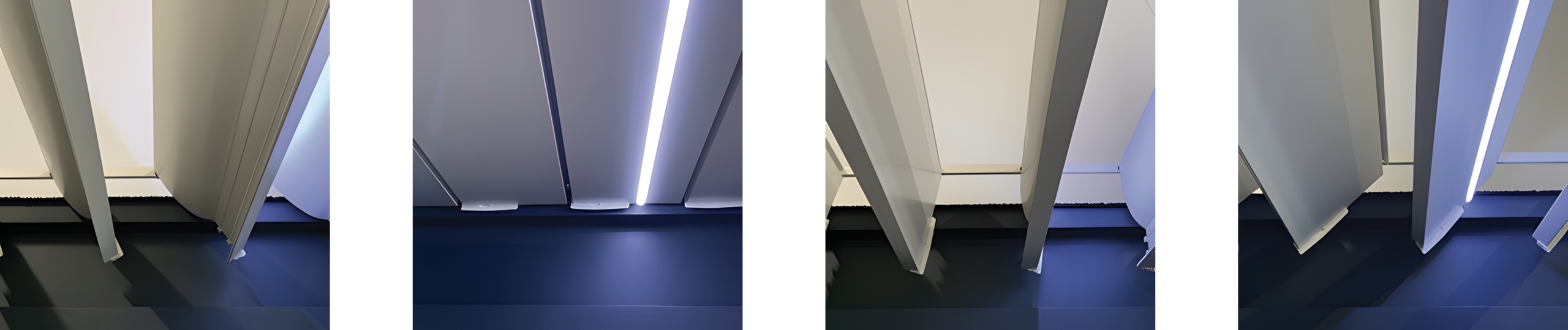 Détails des lames orientables d’une pergola bioclimatique Galaxie, illustrant différentes positions d’ouverture et de fermeture.